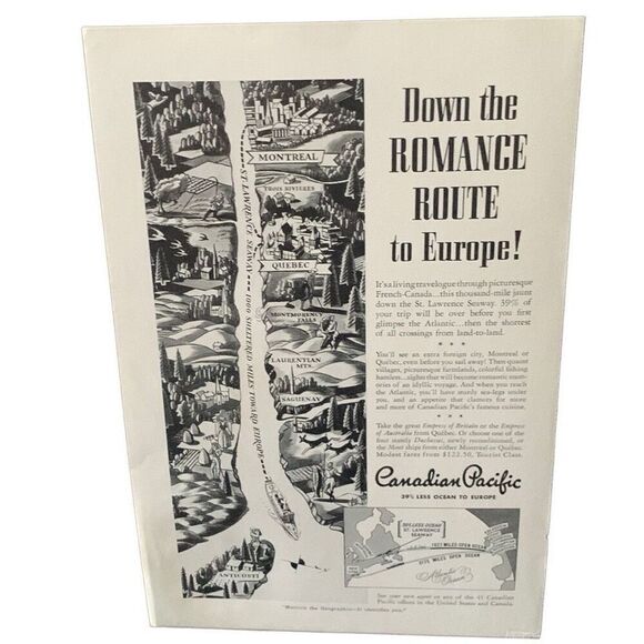 Vintage 1939 Canadian Pacific The Romance Route Ad Advertisement - Picture 4 of 4
